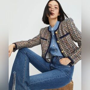NWOT Veronica Beard Camel Blue Multi Lars Tweed Jacket